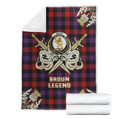 Clan Broun Modern Tartan Gold Courage Symbol Blanket RA67 Clan Brown / Broun Tartan Today   