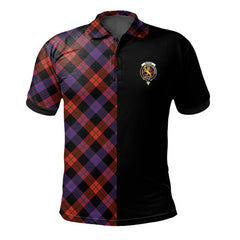 Clan Broun Modern Tartan Polo Shirt Half of Me - Cross Style VU34 Broun Modern Tartan Tartan Polo   