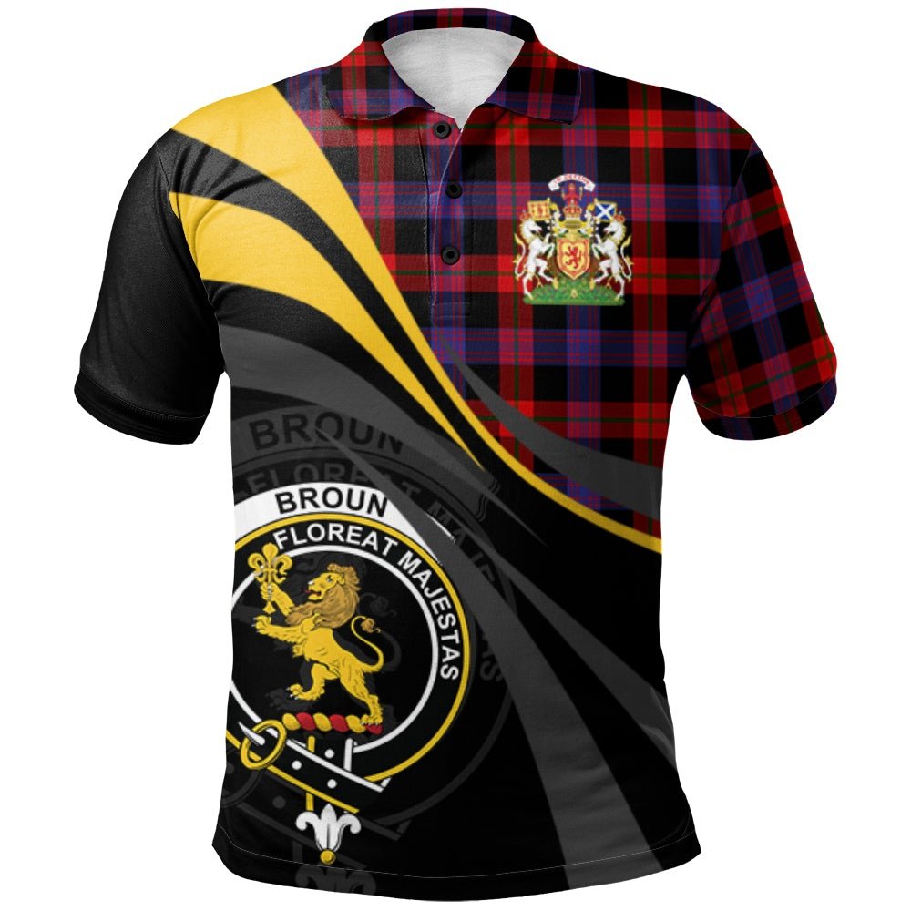 Clan Broun Modern Tartan Polo Shirt - Royal Coat Of Arms Style BK91 Broun Modern Tartan Tartan Polo   