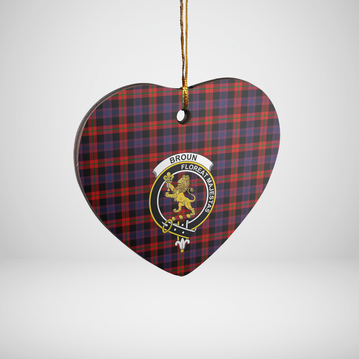 Clan Broun Tartan Crest Heart Ceramic Ornament NF85 Broun Tartan Tartan Christmas   