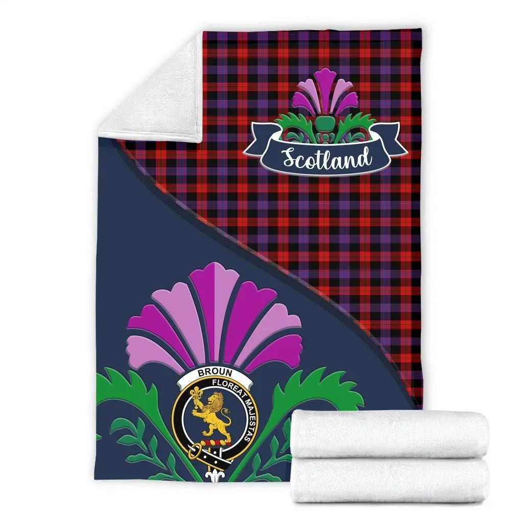 Clan Broun Tartan Crest Premium Blanket Thistle Style TL40 Clan Brown / Broun Tartan Today   