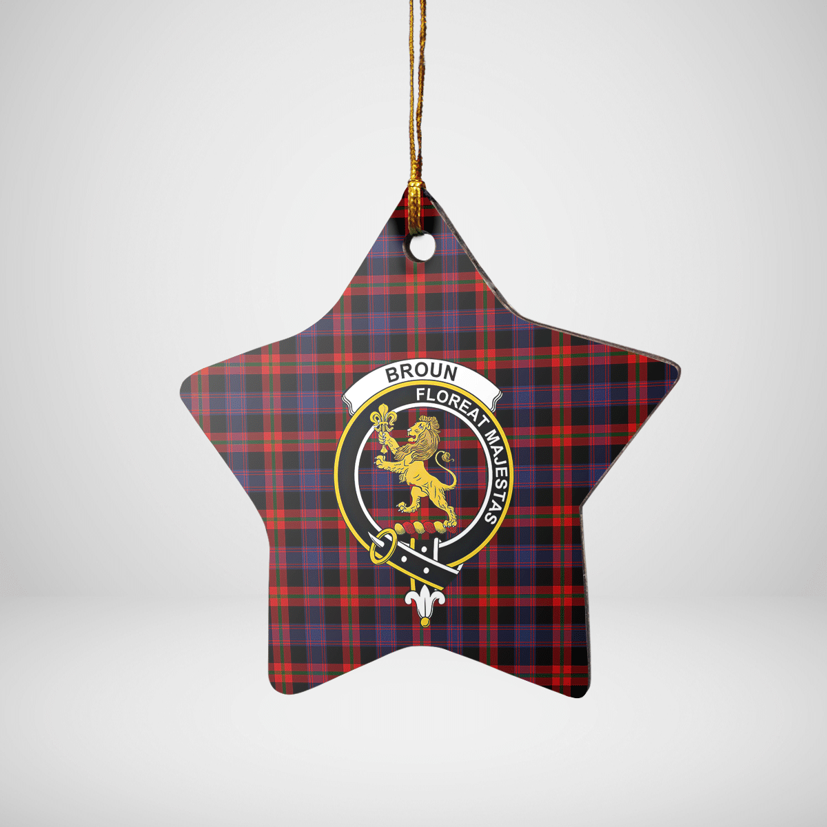 Clan Broun Tartan Crest Star Ceramic Ornament ZG67 Broun Tartan Tartan Christmas   