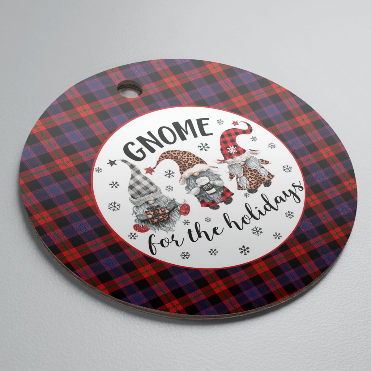 Clan Broun Tartan Gnome Round Ceramic Ornament FF46 Broun Tartan Tartan Christmas   