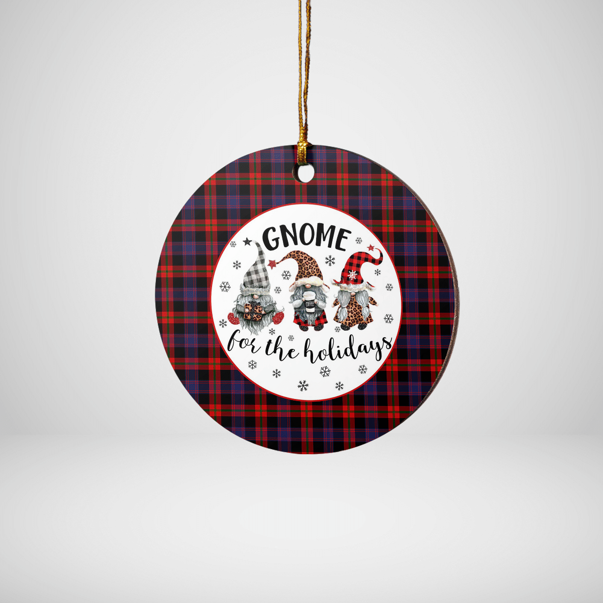 Clan Broun Tartan Gnome Round Ceramic Ornament FF46 Broun Tartan Tartan Christmas   