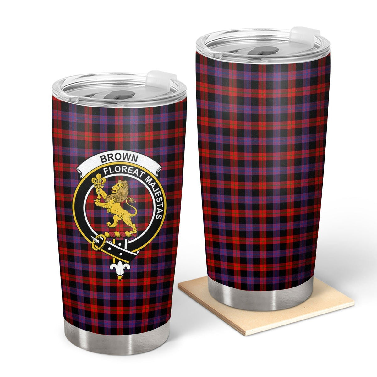 Clan Brown Modern Tartan Crest Tumbler GO83 Clan Brown / Broun Tartan Today   