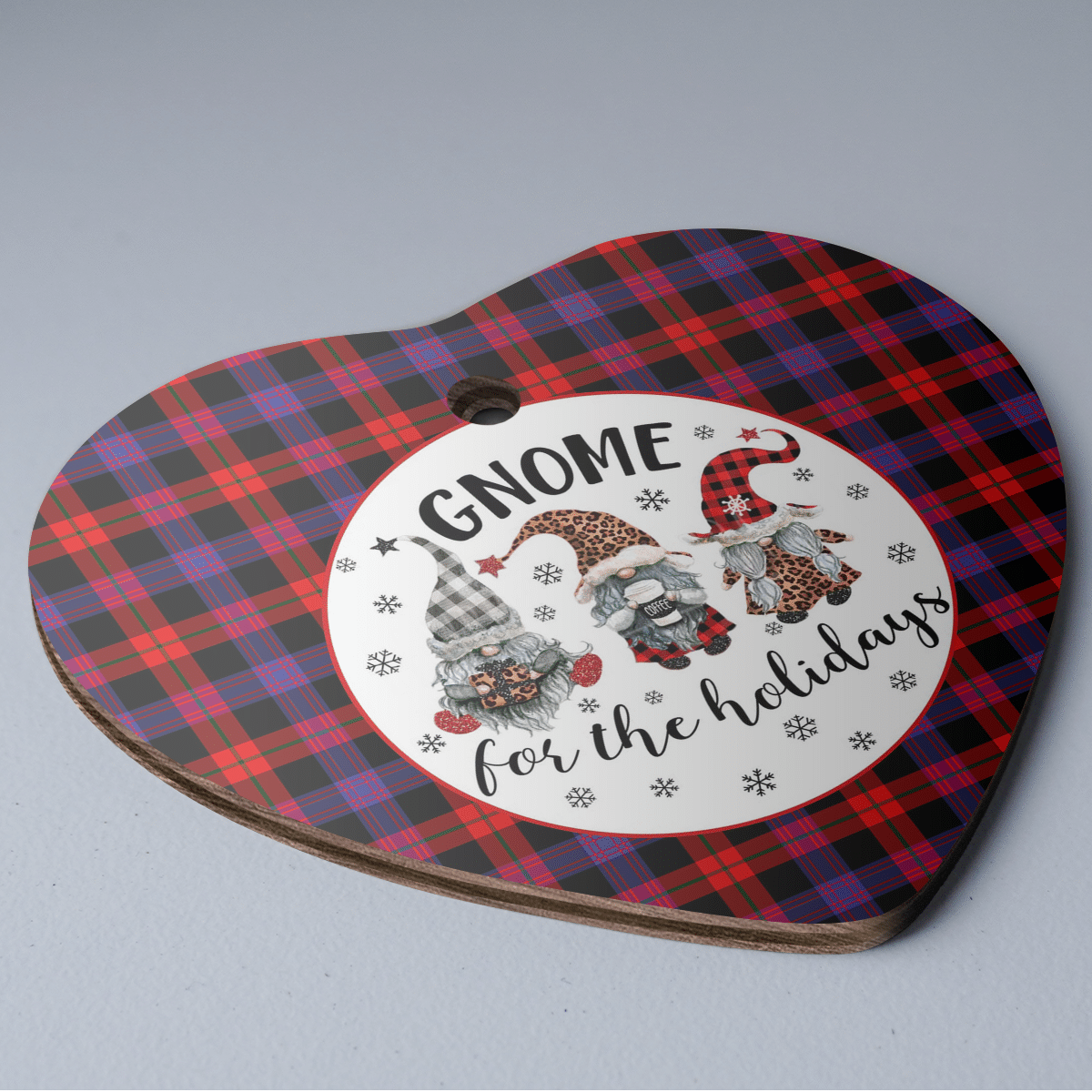 Clan Brown Modern Tartan Gnome Heart Ceramic Ornament EC39 Brown Modern Tartan Gnome Tartan Christmas   