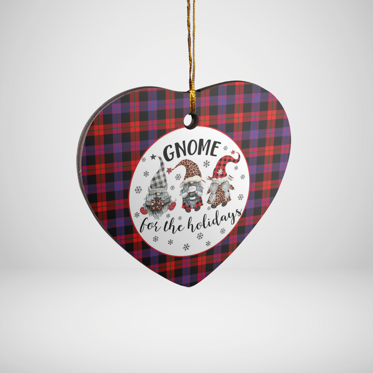 Clan Brown Modern Tartan Gnome Heart Ceramic Ornament EC39 Brown Modern Tartan Gnome Tartan Christmas   