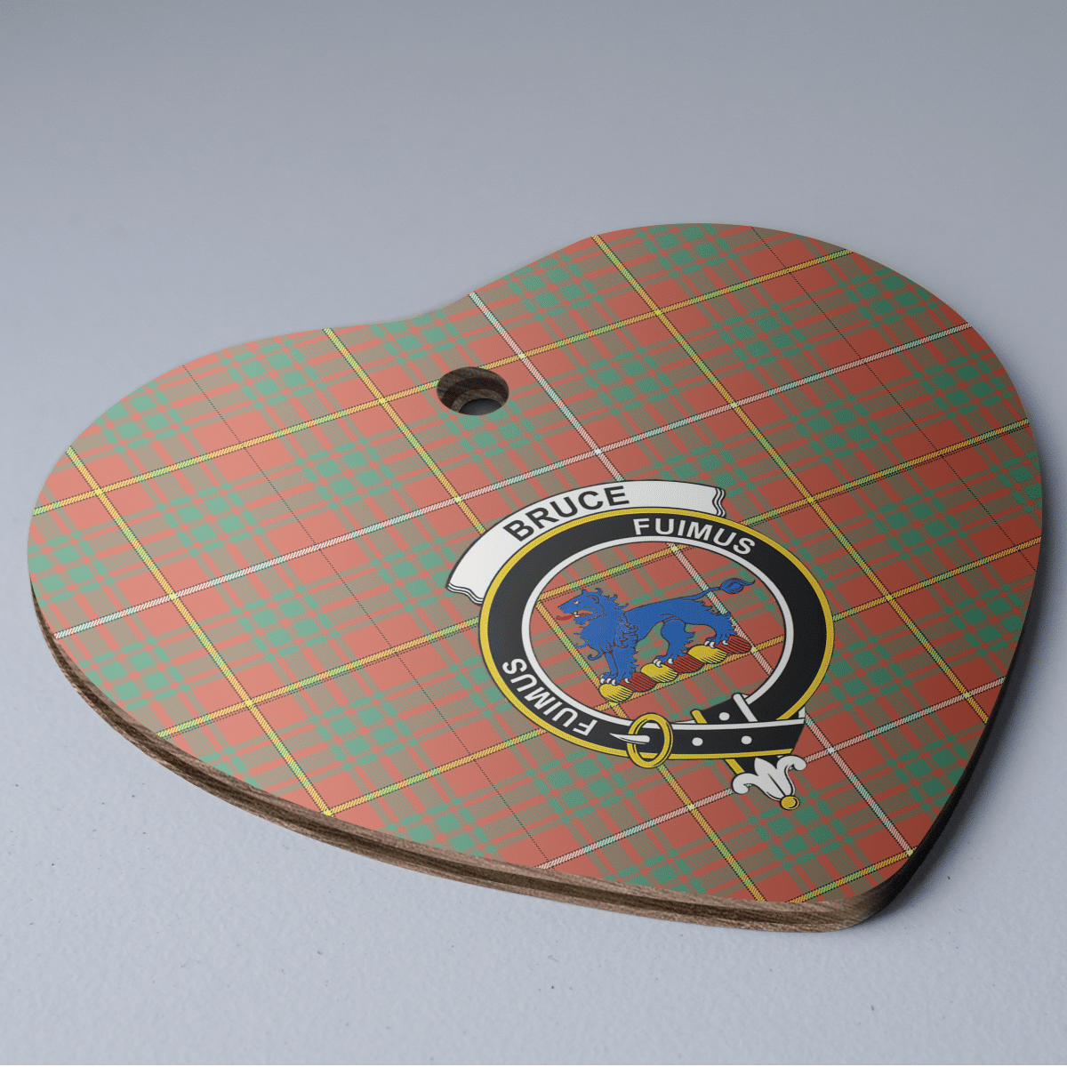 Clan Bruce Ancient Tartan Crest Heart Ceramic Ornament RQ85 Bruce Ancient Tartan Tartan Christmas   