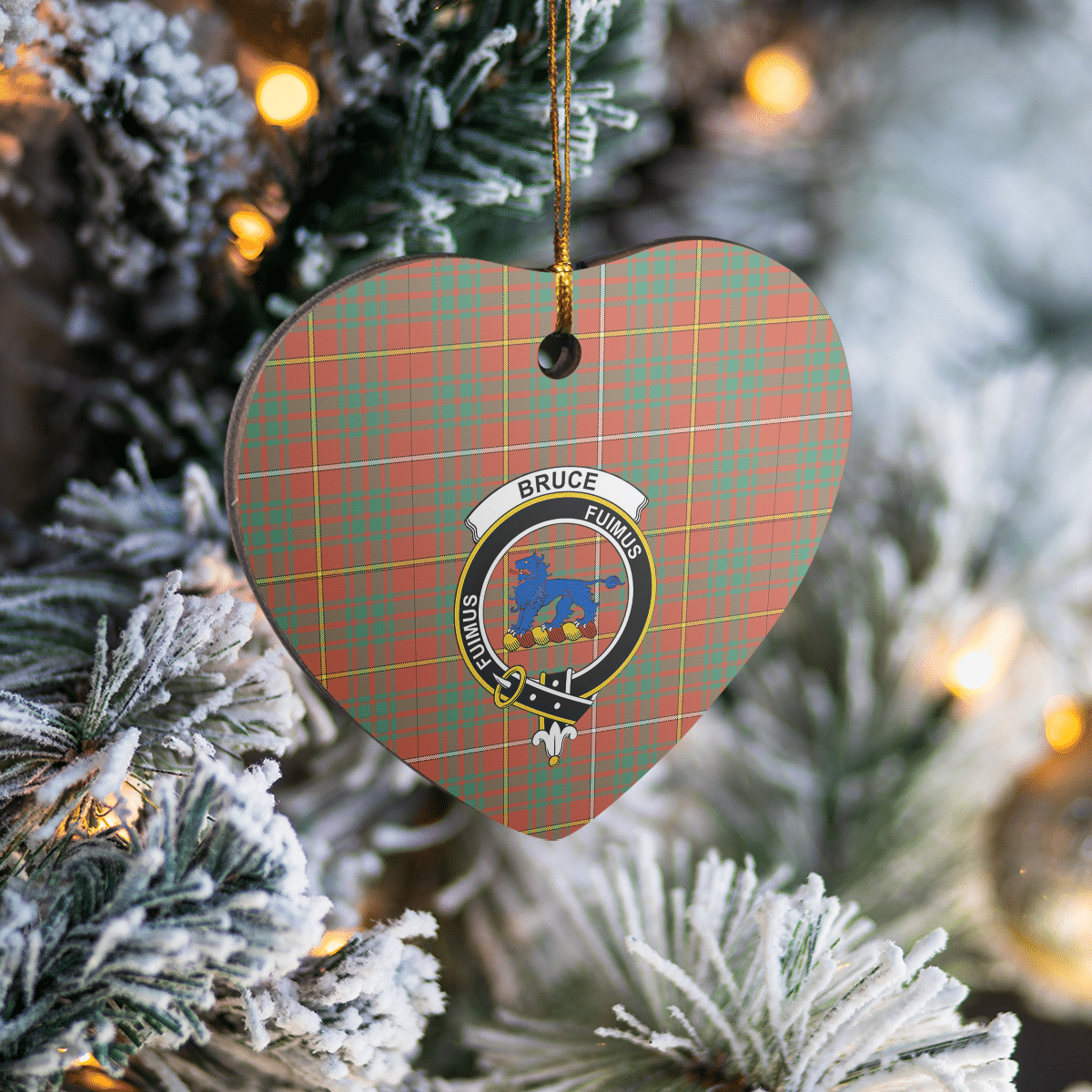 Clan Bruce Ancient Tartan Crest Heart Ceramic Ornament RQ85 Bruce Ancient Tartan Tartan Christmas   