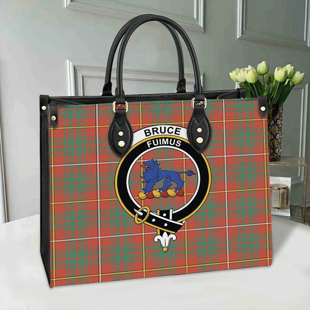 Clan Bruce Ancient Tartan Crest Leather Bag BT97 Clan Bruce Tartan Today   