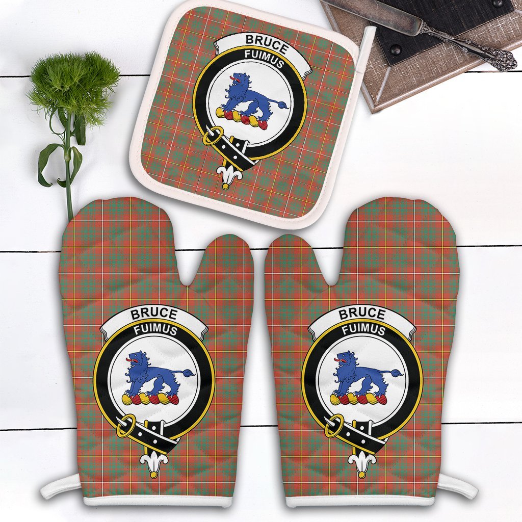 Clan Bruce Ancient Tartan Crest Oven Mitt And Pot Holder (2 Oven Mitts + 1 Pot Holder) KF67 Clan Bruce Tartan Today   