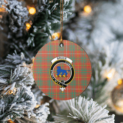 Clan Bruce Ancient Tartan Crest Round Ceramic Ornament FR91 Bruce Ancient Tartan Tartan Christmas   