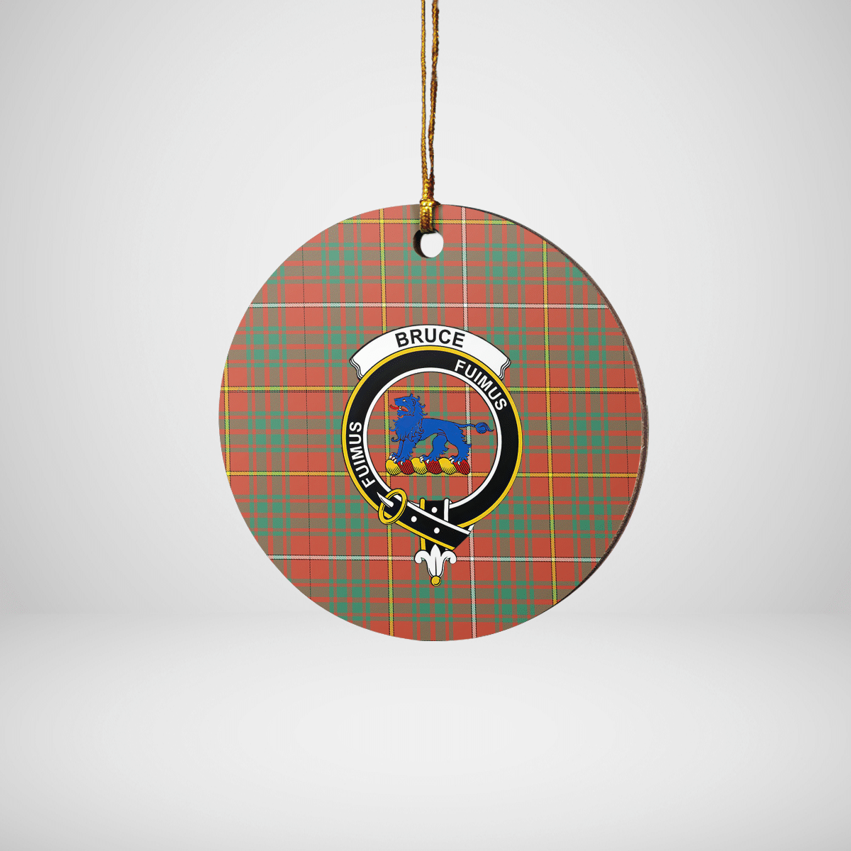 Clan Bruce Ancient Tartan Crest Round Ceramic Ornament FR91 Bruce Ancient Tartan Tartan Christmas   