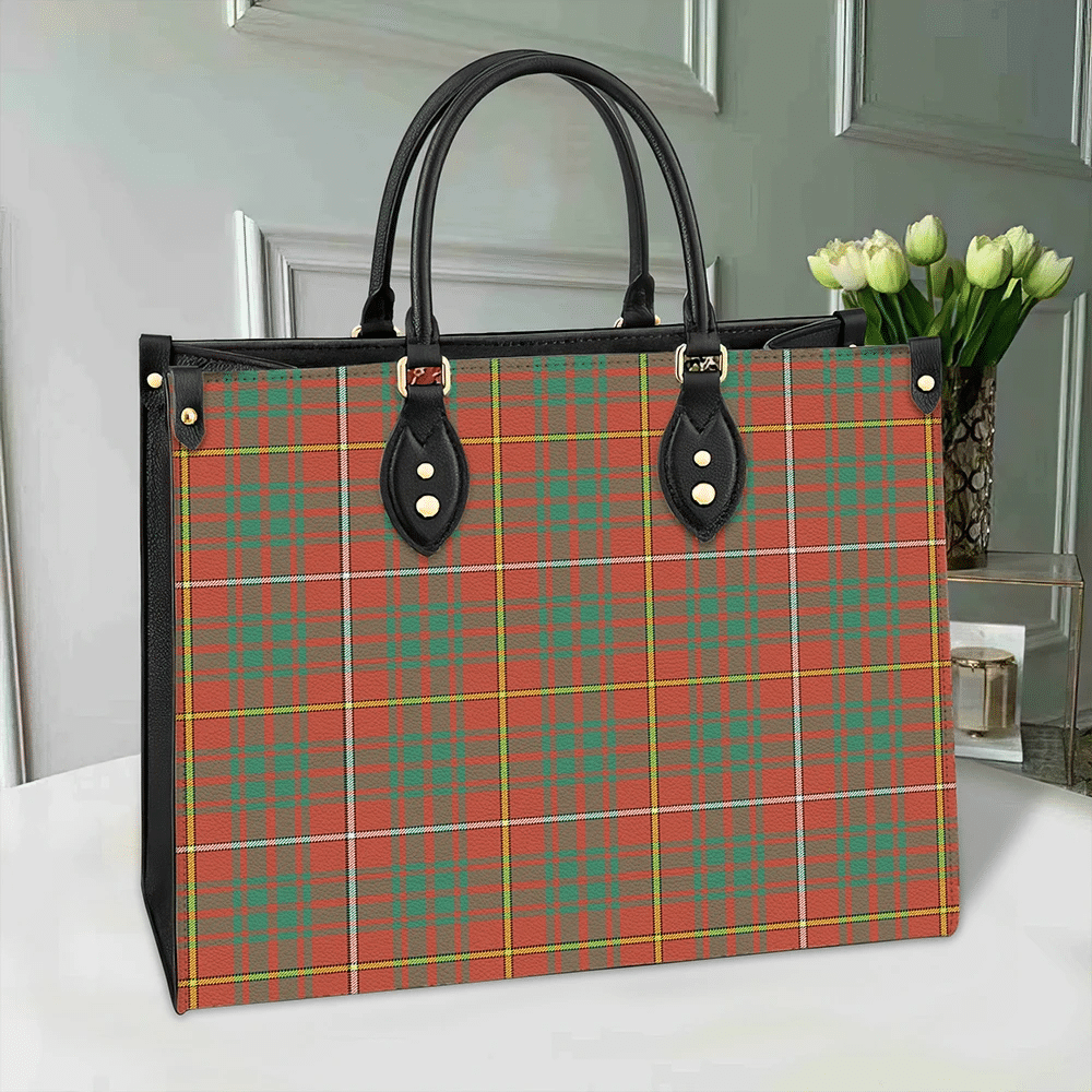 Clan Bruce Ancient Tartan Leather Bag MF95 Clan Bruce Tartan Today   