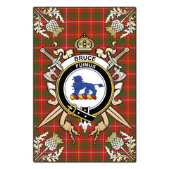 Clan Bruce Modern Tartan Crest Black Garden Flag  - Gold Thistle  CE84 Clan Bruce Tartan Today   