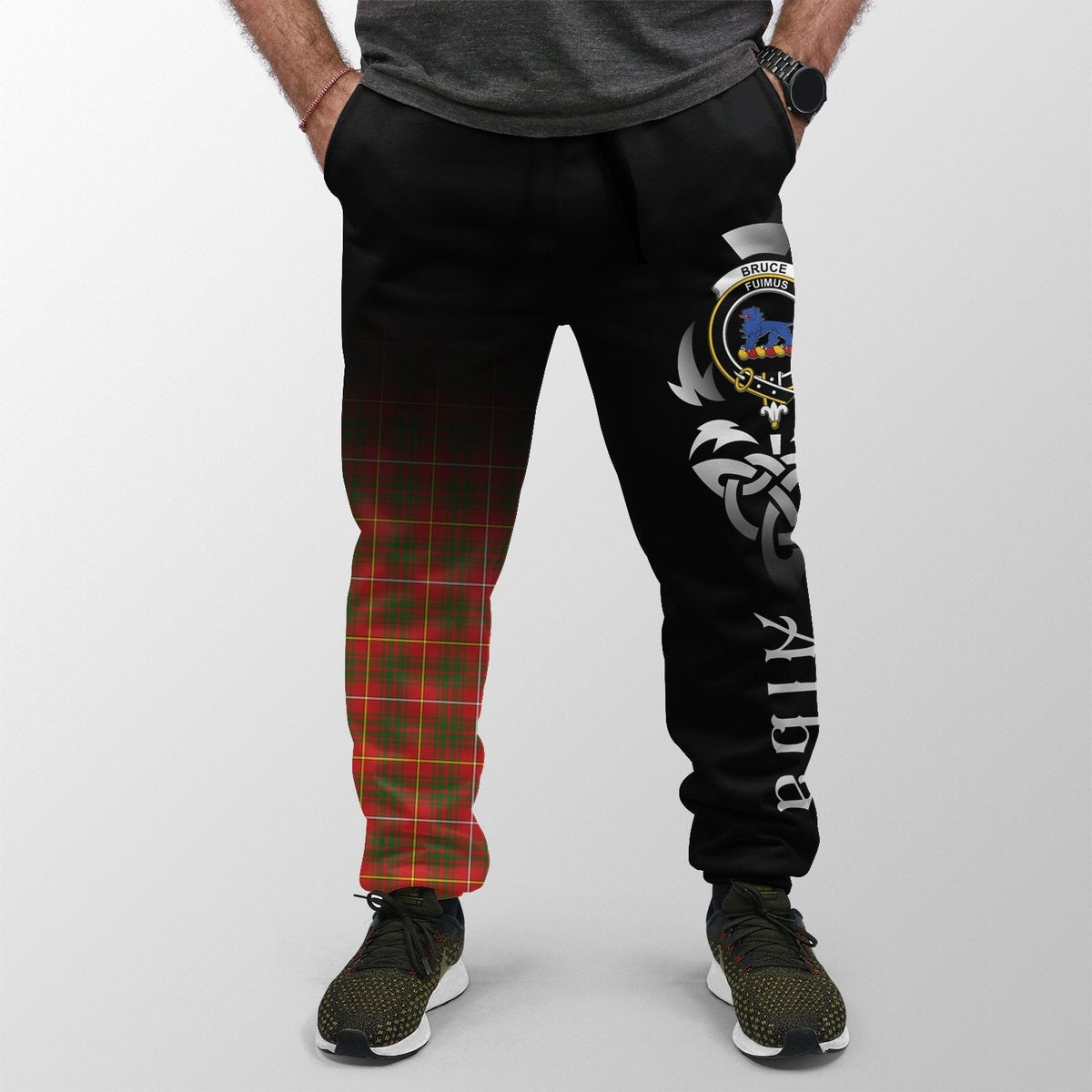 Clan Bruce Modern Tartan Crest Jogger Sweatpants  Alba Celtic Style SS95 Clan Bruce Tartan Today   