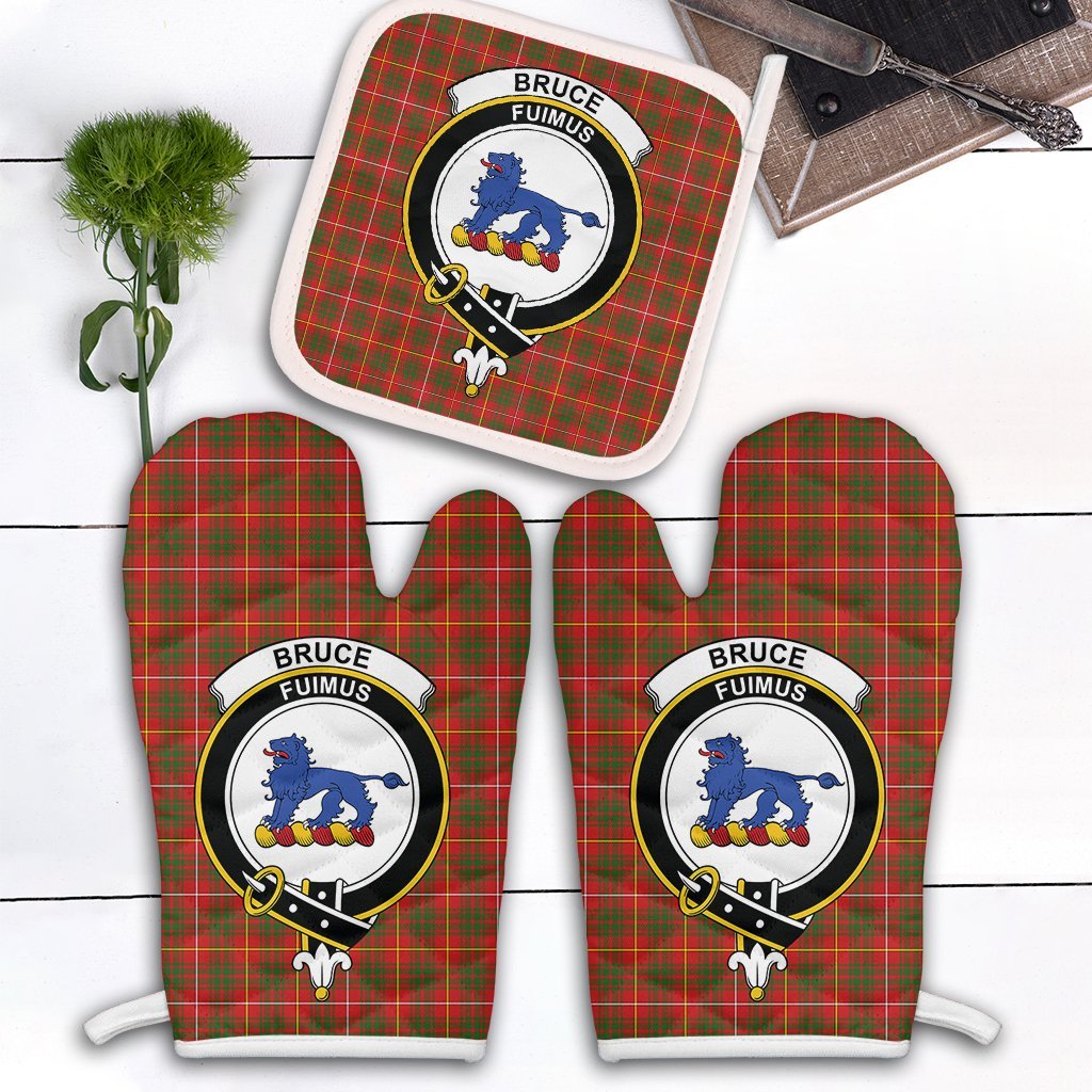 Clan Bruce Modern Tartan Crest Oven Mitt And Pot Holder (2 Oven Mitts + 1 Pot Holder) QD34 Clan Bruce Tartan Today   