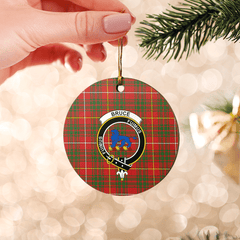 Clan Bruce Modern Tartan Crest Round Ceramic Ornament VA11 Bruce Modern Tartan Tartan Christmas   