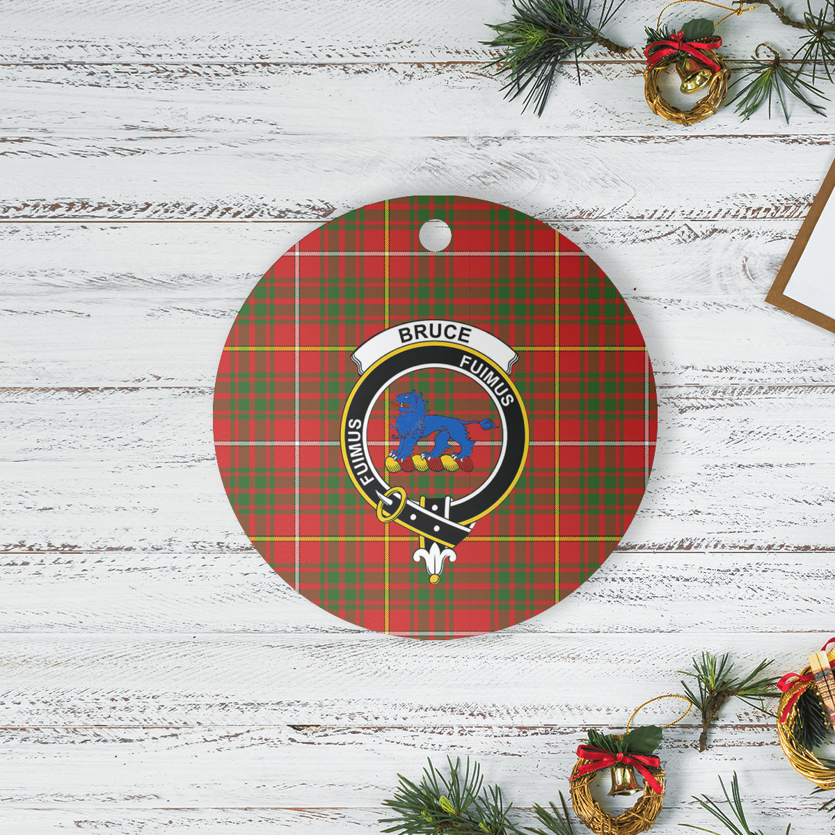 Clan Bruce Modern Tartan Crest Round Ceramic Ornament VA11 Bruce Modern Tartan Tartan Christmas   