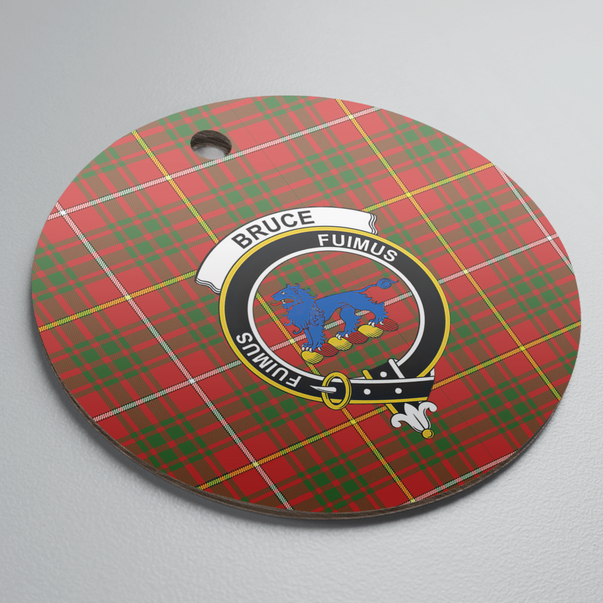 Clan Bruce Modern Tartan Crest Round Ceramic Ornament VA11 Bruce Modern Tartan Tartan Christmas   