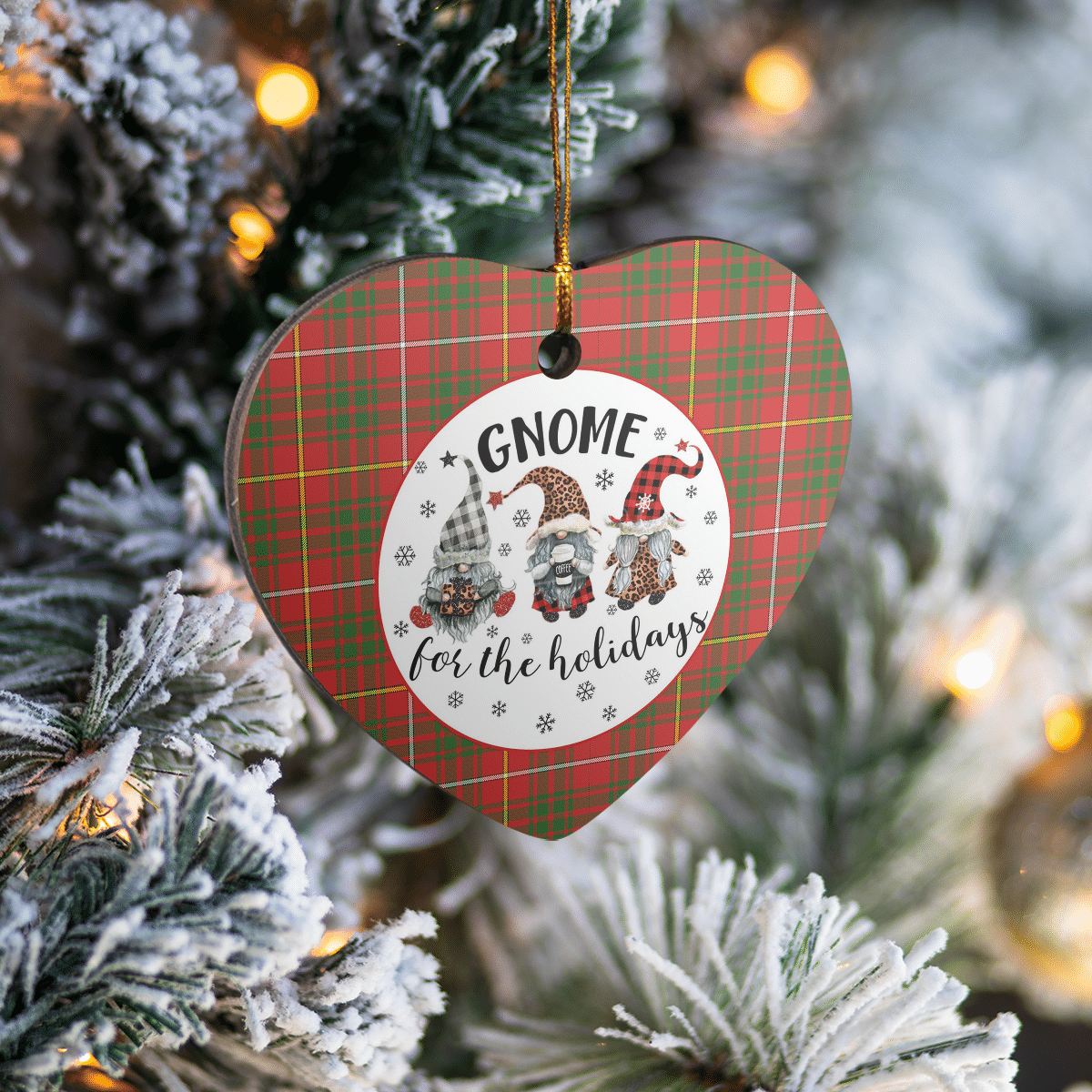 Clan Bruce Modern Tartan Gnome Heart Ceramic Ornament JP33 Bruce Modern Tartan Gnome Tartan Christmas   