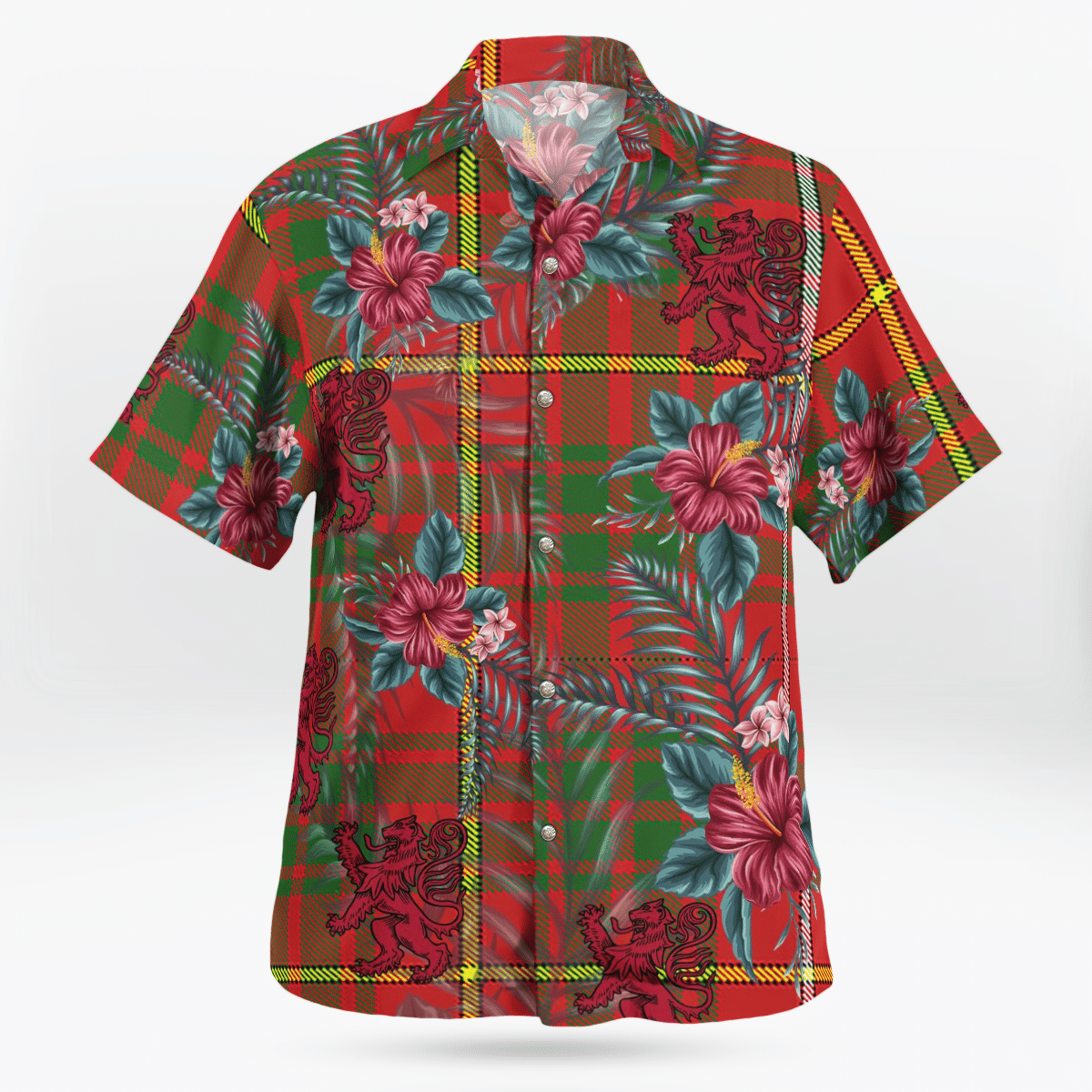 Clan Bruce Modern Tartan Scottish Lion Hawaiian Shirt RL39 Bruce Modern Tartan Tartan Hawaii Shirt   