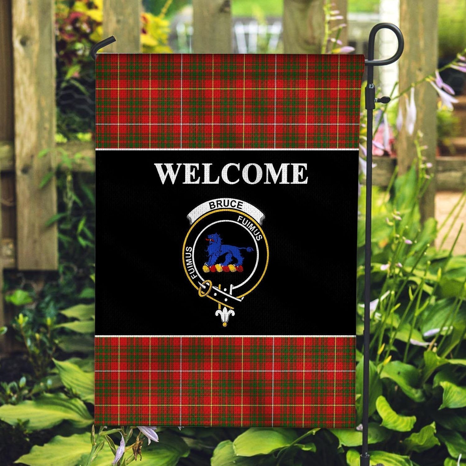 Clan Bruce Tartan Crest Black Garden Flag SW42 Clan Bruce Tartan Today   