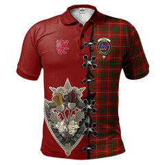 Clan Bruce Tartan Polo Shirt - Lion Rampant And Celtic Thistle Style KN86 Bruce Tartan Tartan Polo   