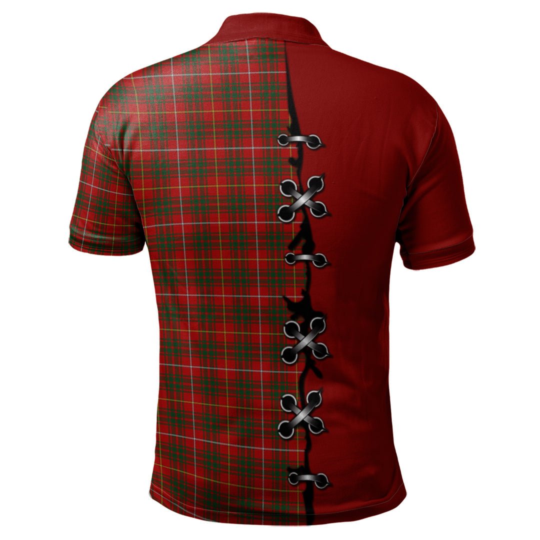 Clan Bruce Tartan Polo Shirt - Lion Rampant And Celtic Thistle Style KN86 Bruce Tartan Tartan Polo   