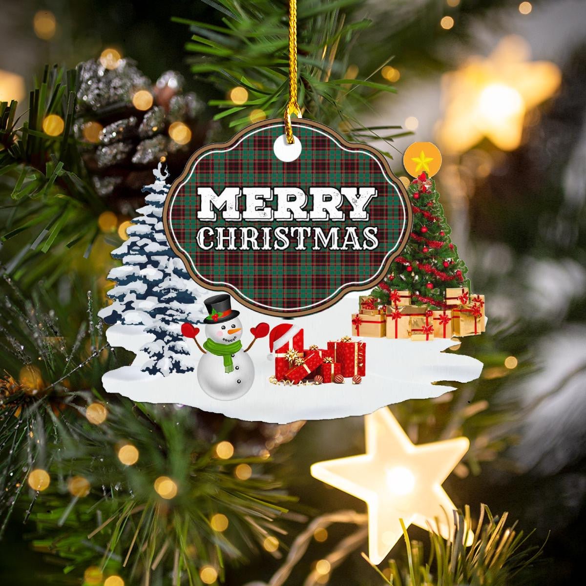 Clan Buchan Ancient "Merry Christmas" Tartan Acrylic Ornament JM27 Buchan Ancient Tartan Tartan Christmas   