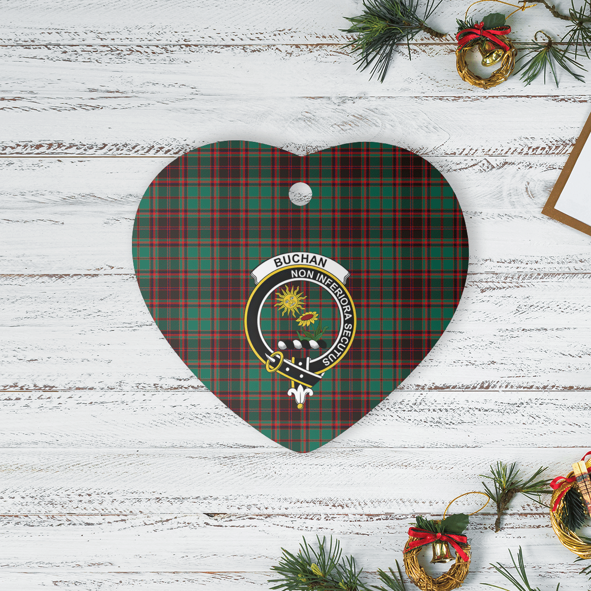 Clan Buchan Ancient Tartan Crest Heart Ceramic Ornament VD23 Buchan Ancient Tartan Tartan Christmas   