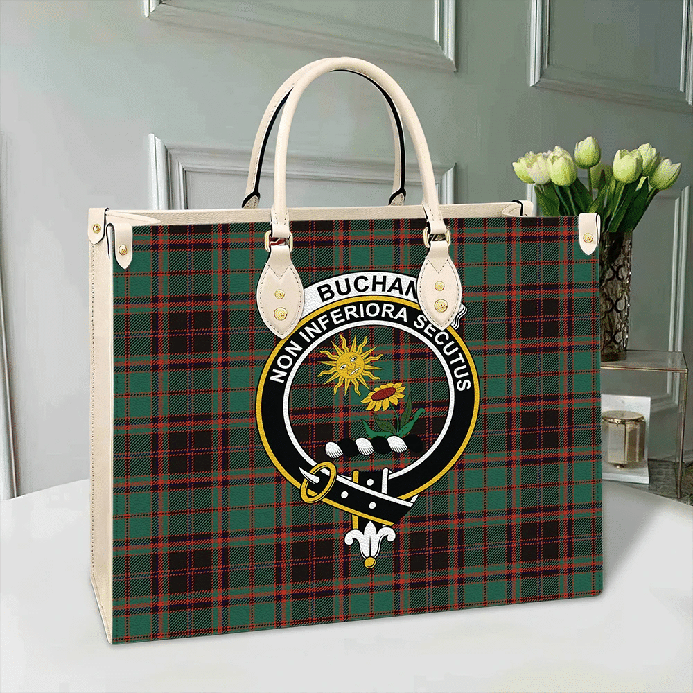 Clan Buchan Ancient Tartan Crest Leather Bag GY21 Clan Buchan Tartan Today   