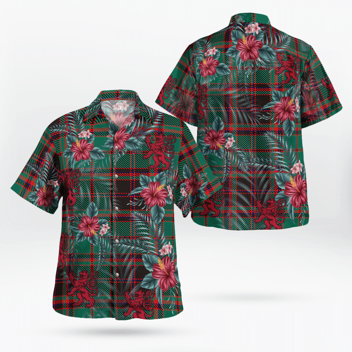 Clan Buchan Ancient Tartan Scottish Lion Hawaiian Shirt LZ33 Buchan Ancient Tartan Tartan Hawaii Shirt   