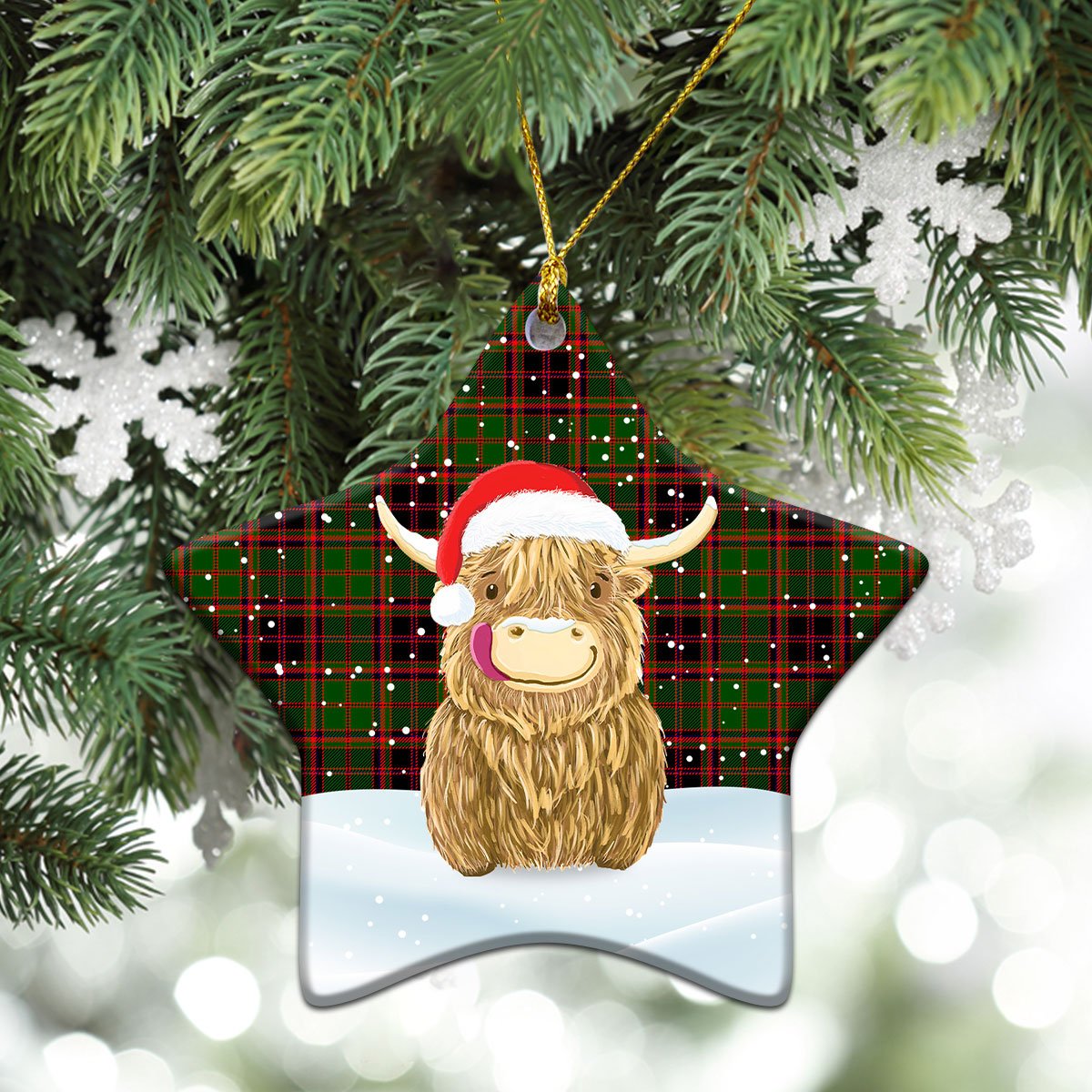 Clan Buchan Modern Tartan Christmas Ceramic Ornament Highland Cows Style XP94 Buchan Modern Tartan Tartan Ornament   