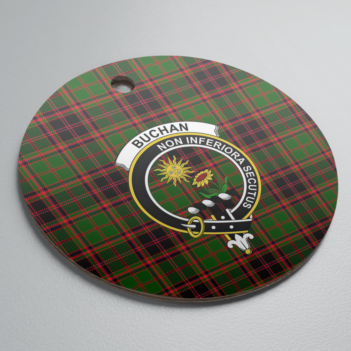 Clan Buchan Modern Tartan Crest Round Ceramic Ornament AT95 Buchan Modern Tartan Tartan Christmas   