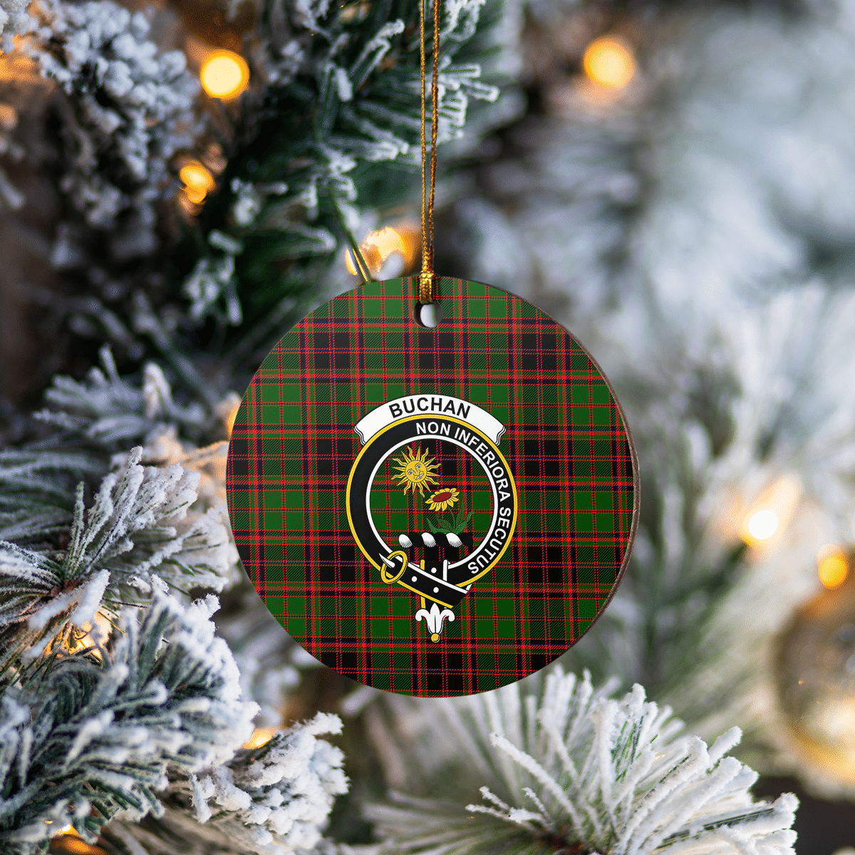 Clan Buchan Modern Tartan Crest Round Ceramic Ornament AT95 Buchan Modern Tartan Tartan Christmas   