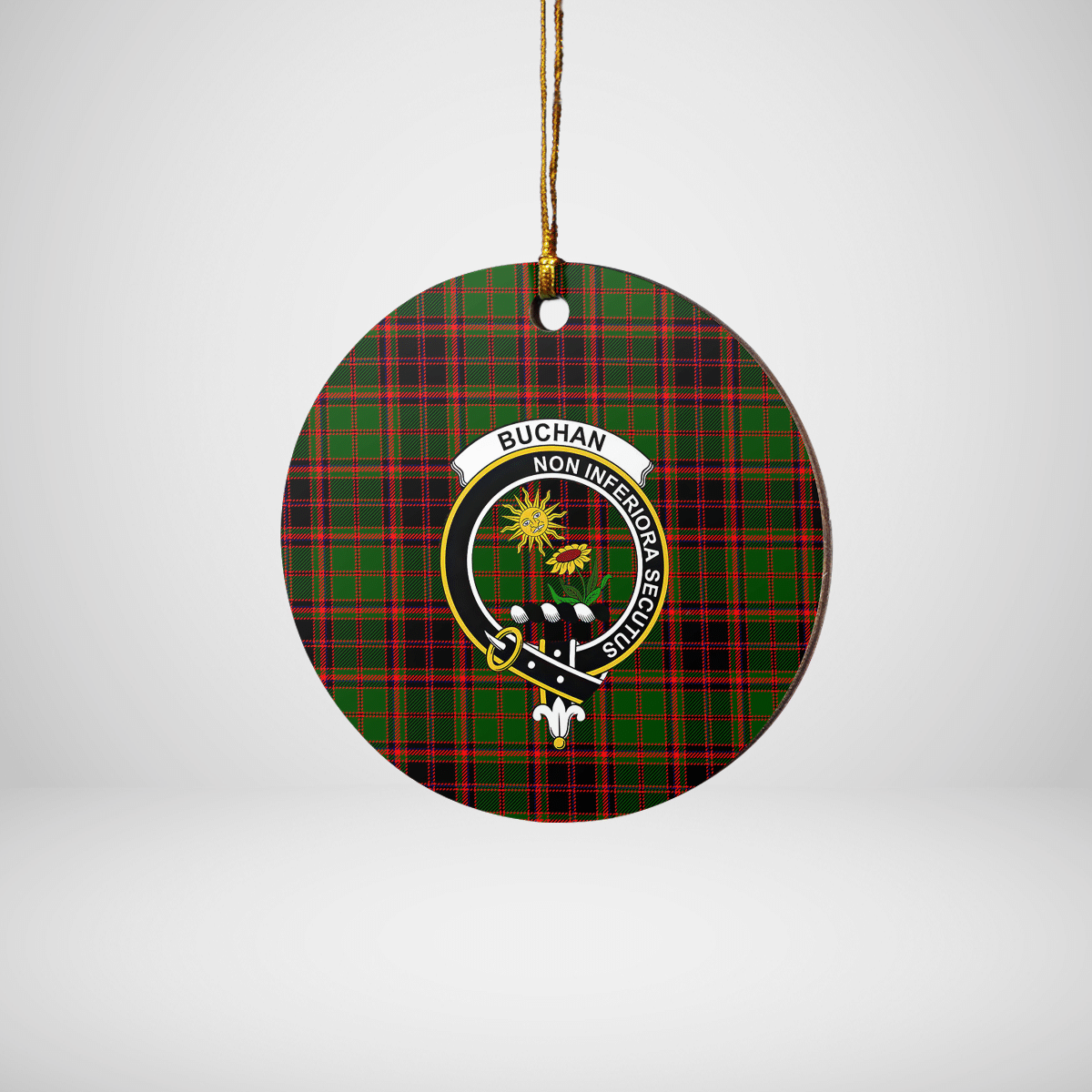 Clan Buchan Modern Tartan Crest Round Ceramic Ornament AT95 Buchan Modern Tartan Tartan Christmas   