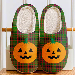 Clan Buchan Modern Tartan Halloween Pumpkin Slippers, Fluffy Spooky Slippers ZP42 Buchan Modern Tartan Tartan Halloween   