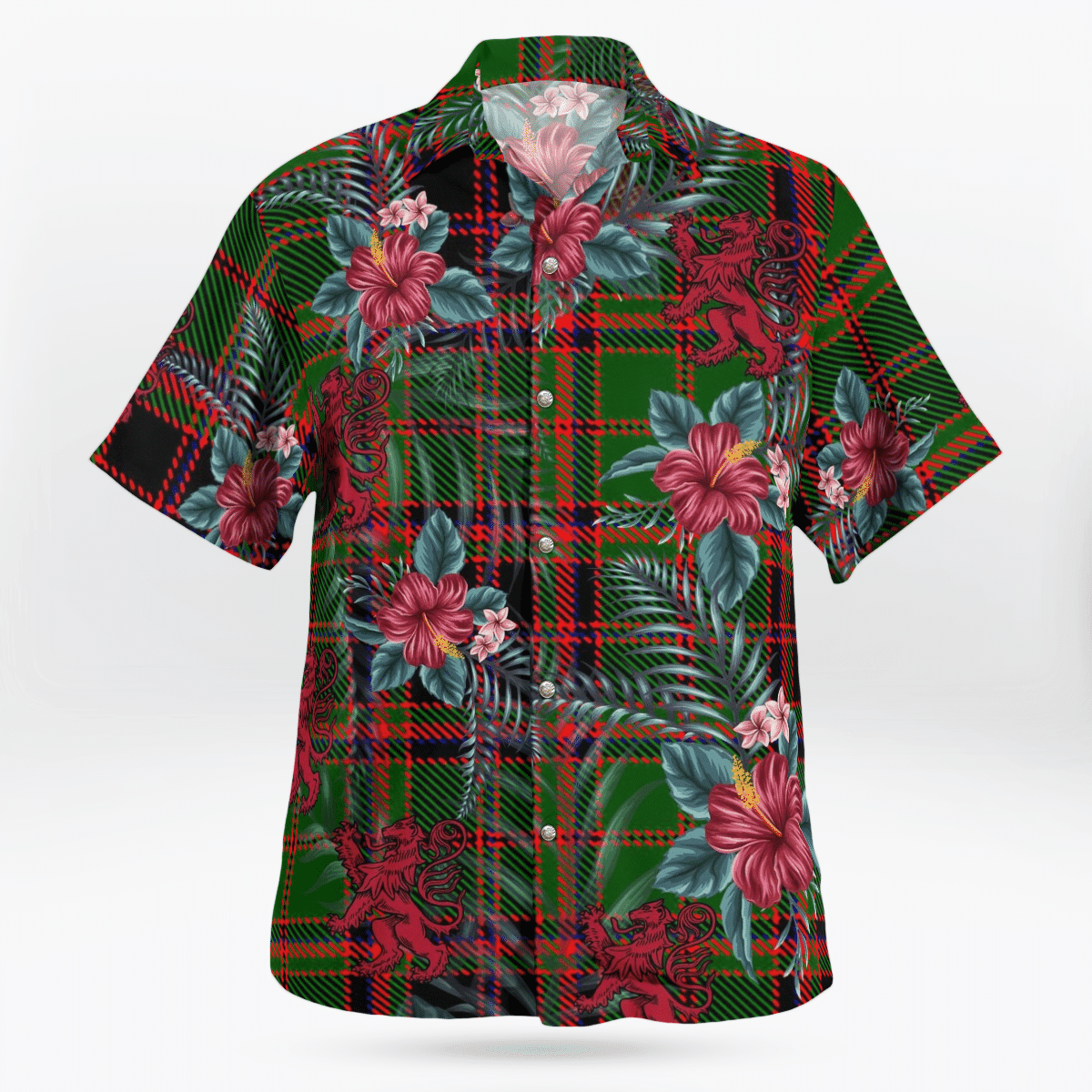 Clan Buchan Modern Tartan Scottish Lion Hawaiian Shirt QD66 Buchan Modern Tartan Tartan Hawaii Shirt   