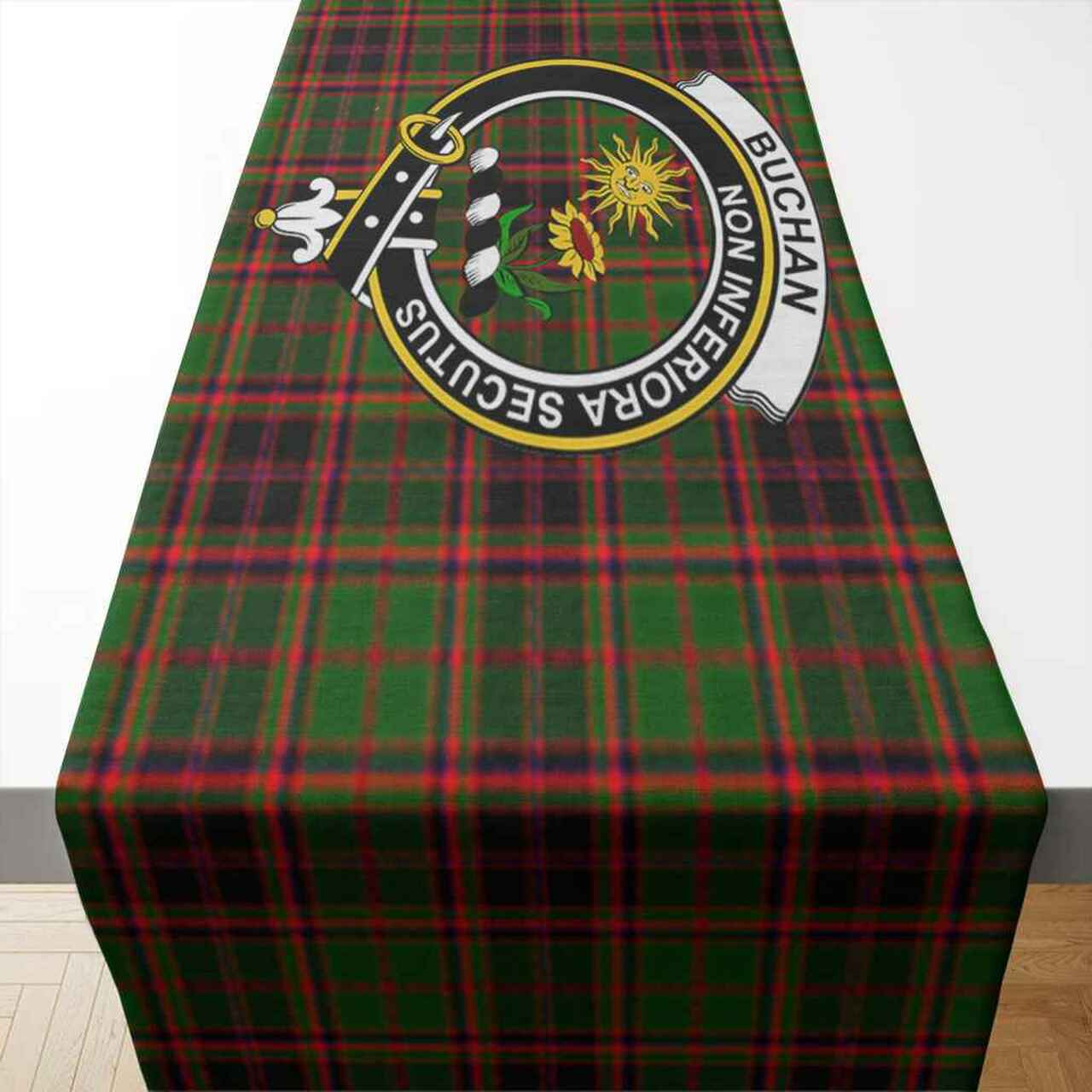 Clan Buchan Tartan Crest Table Runner Cotton SL74 Buchan Tartan Tartan Table Runner   