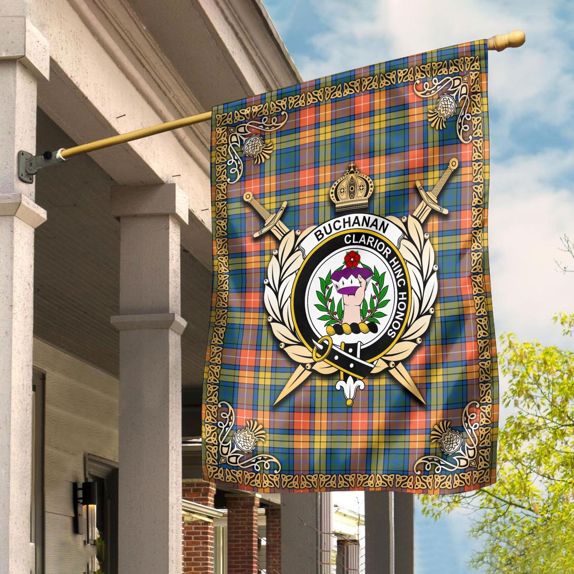 Clan Buchanan Ancient Tartan Crest Garden Flag  - Celtic Thistle  YZ79 Clan Buchanan Tartan Today   