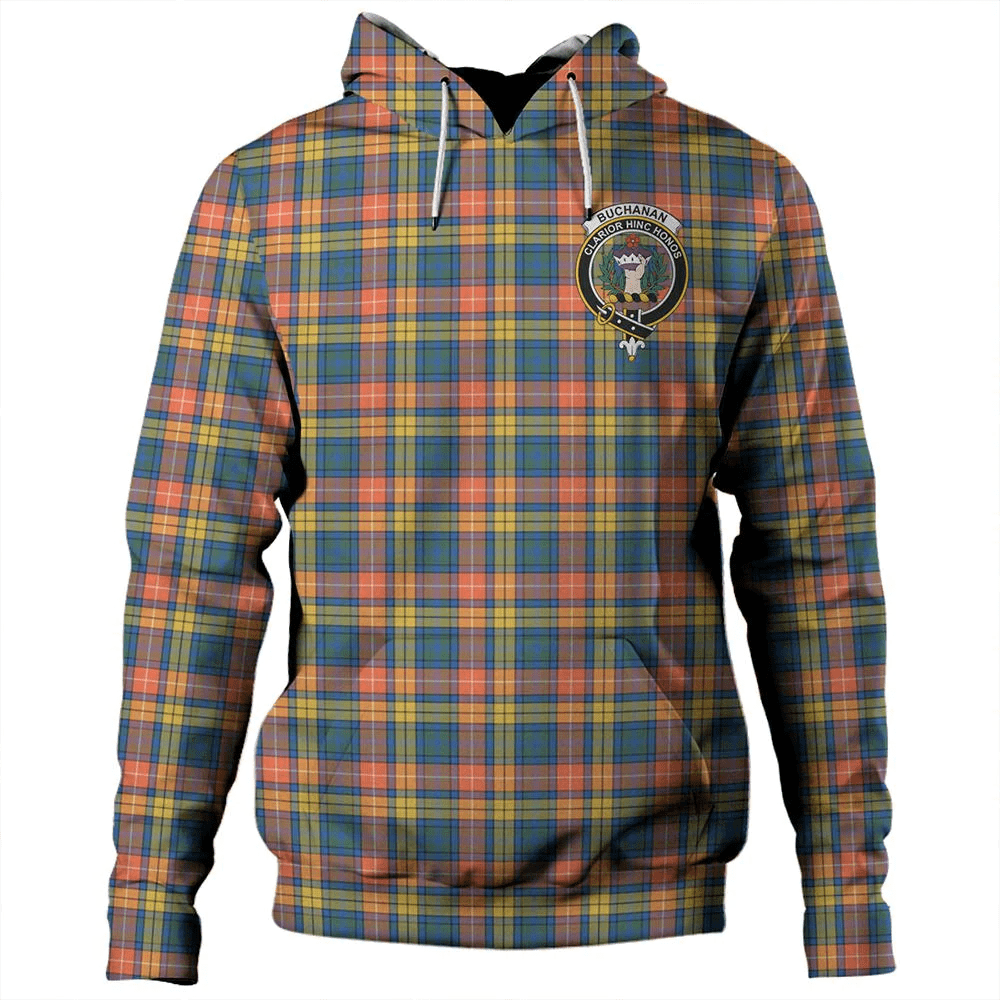 Clan Buchanan Ancient Tartan Hoodie Crest WRCEXOUM-1 Buchanan Ancient Tartan Hoodies   