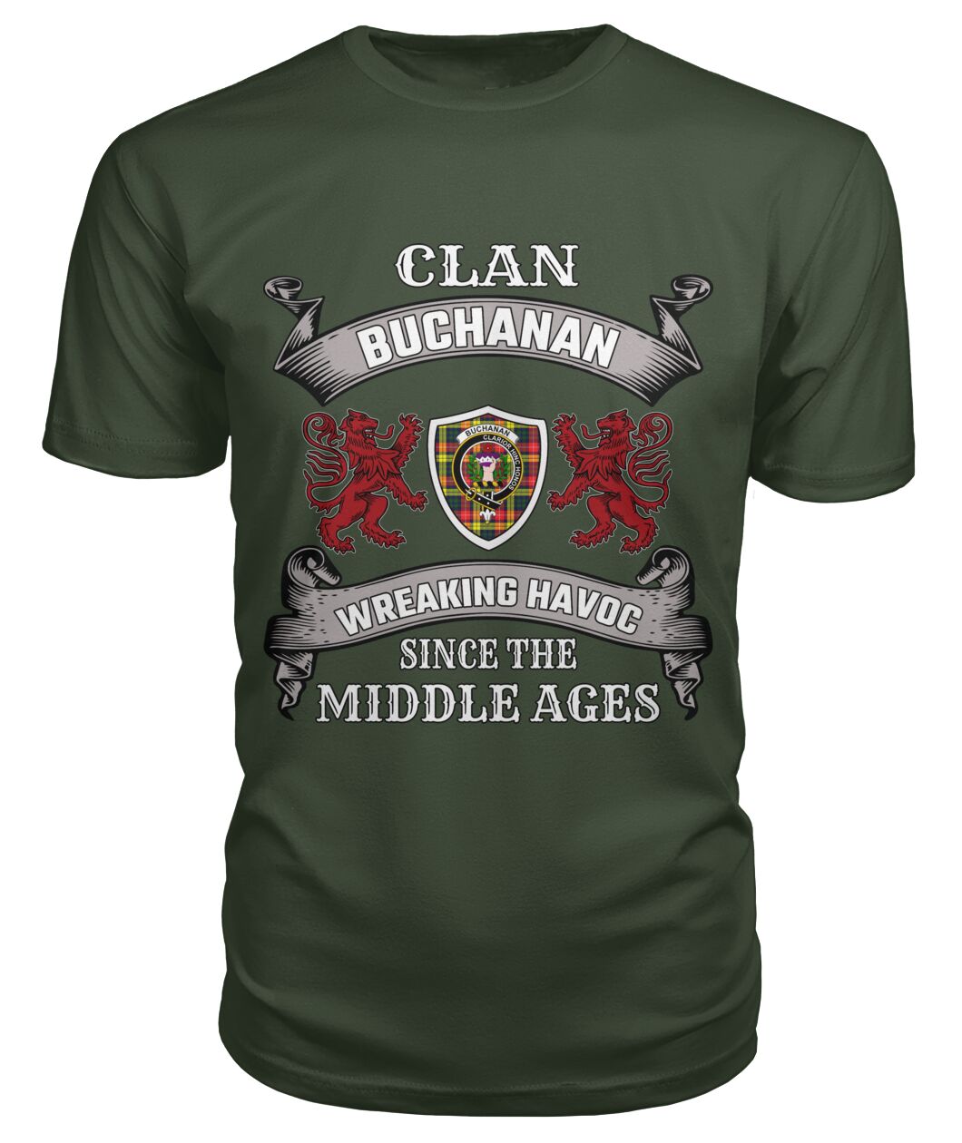 Clan Buchanan Family Tartan 2D T-shirt RY10 Buchanan Tartan Clan Tartan T-Shirt City Green S Buchanan Tartan Clan