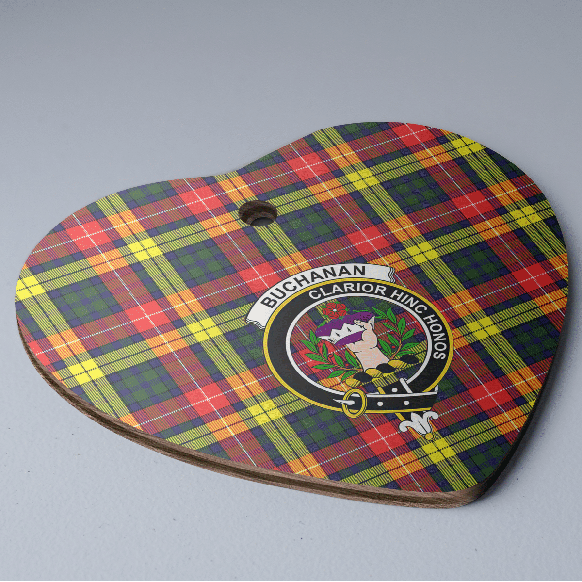 Clan Buchanan Modern Tartan Crest Heart Ceramic Ornament JH40 Buchanan Modern Tartan Tartan Christmas   