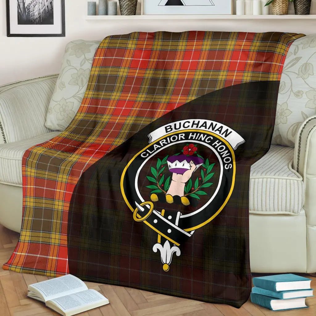 Clan Buchanan Old Set Weathered Tartan Crest Blanket Wave Style DE59 Clan Buchanan Tartan Today   