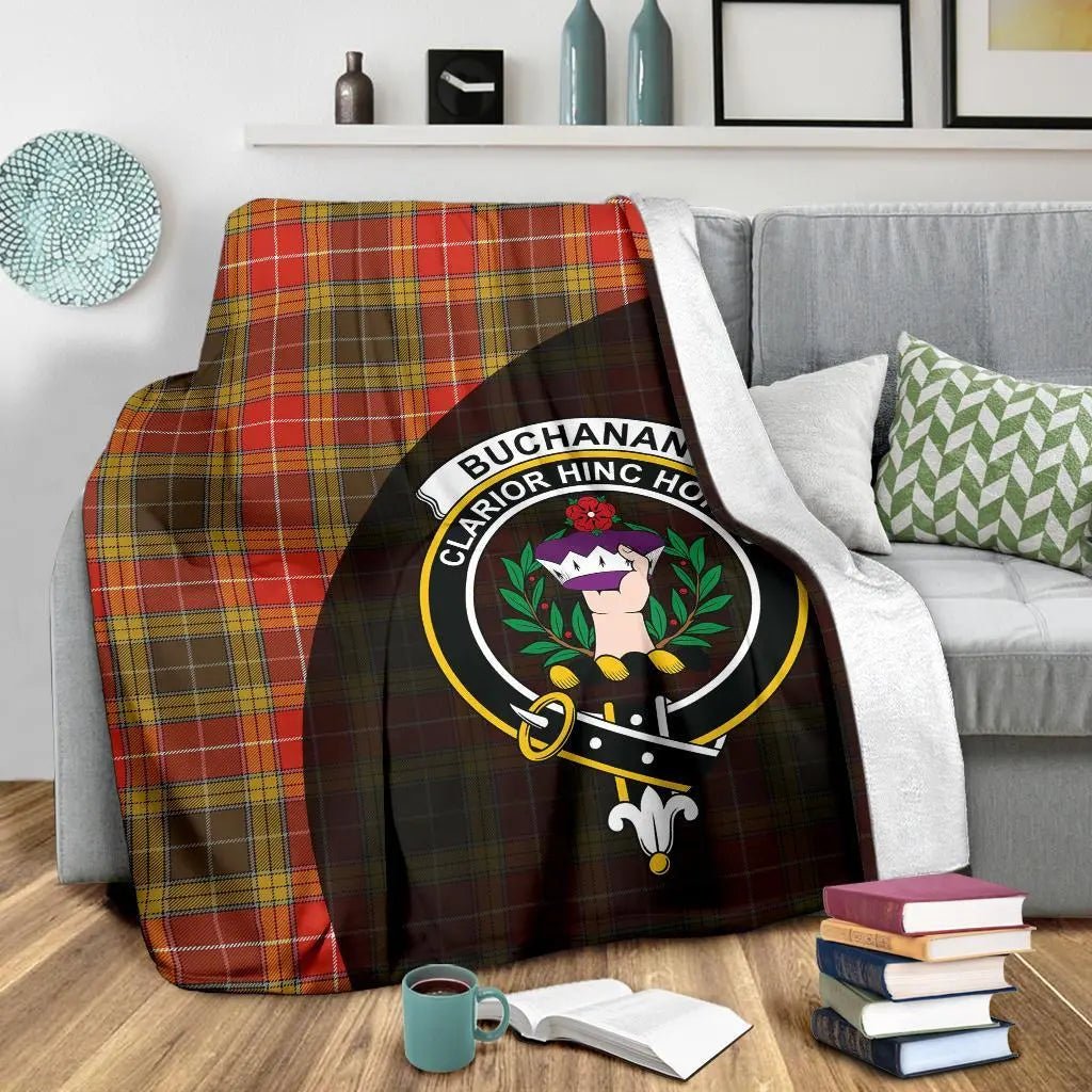 Clan Buchanan Old Set Weathered Tartan Crest Blanket Wave Style DE59 Clan Buchanan Tartan Today   