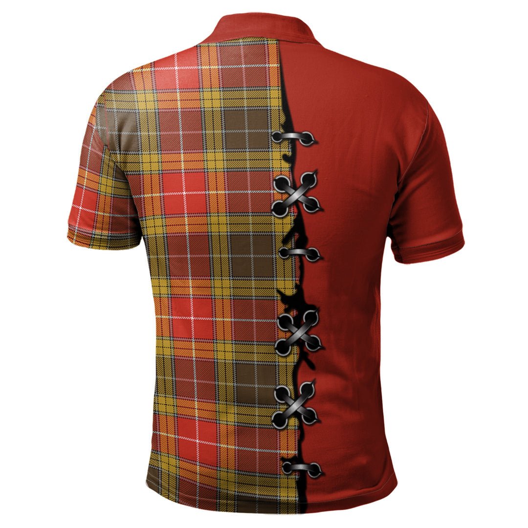 Clan Buchanan Old Set Weathered Tartan Polo Shirt - Lion Rampant And Celtic Thistle Style LV42 Buchanan Old Set Weathered Tartan Tartan Polo   