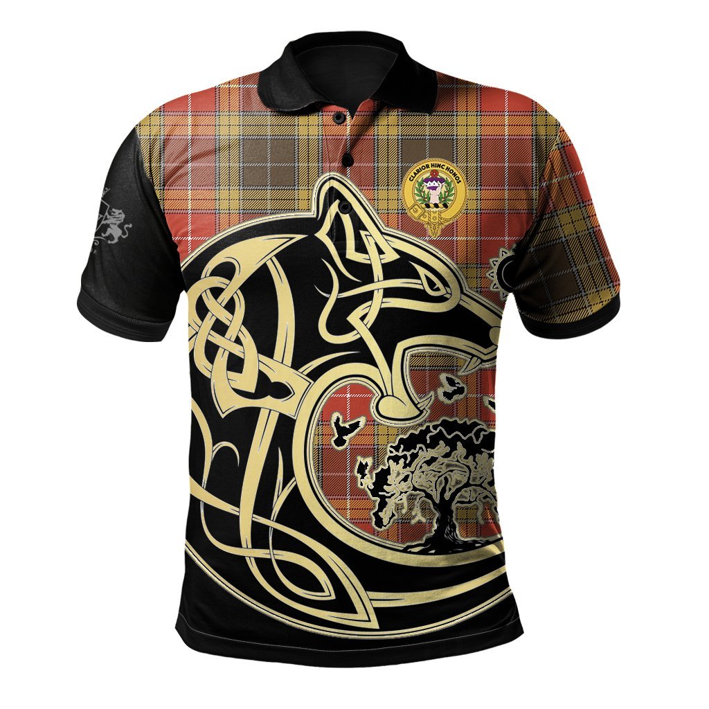 Clan Buchanan Old Set Weathered Tartan Polo Shirt Viking Wolf LR78 Buchanan Old Set Weathered Tartan Tartan Polo   