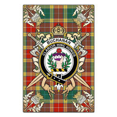 Clan Buchanan Old Sett Tartan Crest Black Garden Flag  - Gold Thistle  XP44 Clan Buchanan Tartan Today   