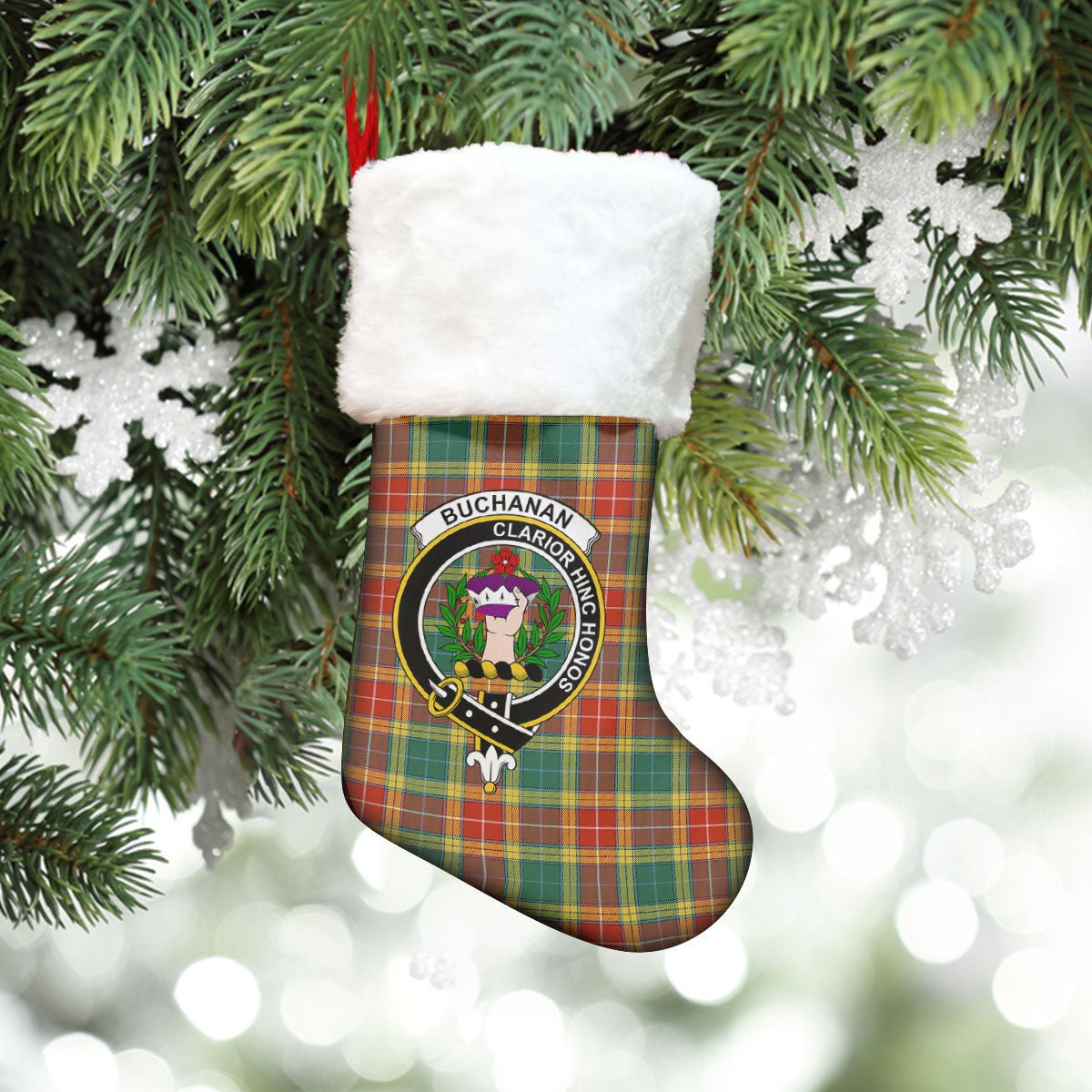 Clan Buchanan Old Sett Tartan Crest Christmas Stocking SH99 Buchanan Old Sett Tartan Tartan Stocking   